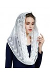 BEAUTELICATE Voile Déglise Mantille Catholique Foulard L’écharpe En Dentelle Pour Messe Latin Prier Ceremonie Mariage V108 B