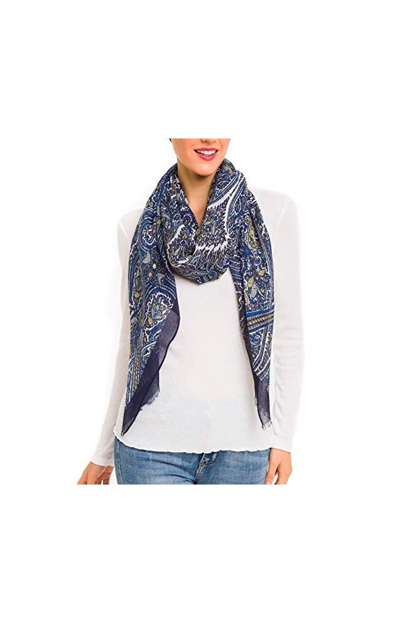MELIFLUOS DESIGNED IN SPAIN Écharpe foulard pour femme légère à motif cachemire pour lautomne hiver Écharpes châle Wrap