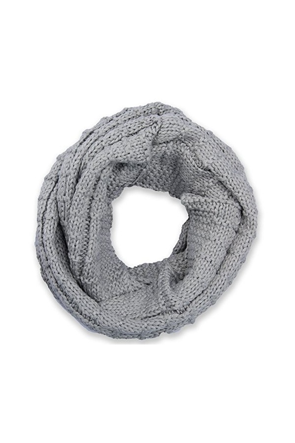 styleBREAKER écharpe loop tricotée à carreaux, mailles fines unies, écharpe dhiver, unisexe 01018154, couleur:Gris clair