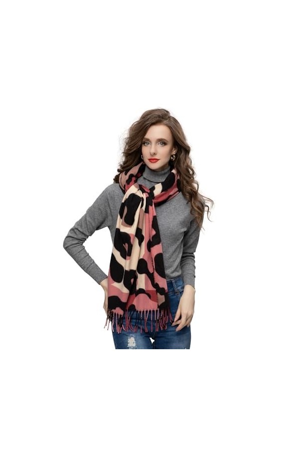 Glamexx24 Écharpe XXL pour femme - Motif Lion chaud - 3 couleurs à franges - Écharpe de couverture surdimensionnée, Orange, t