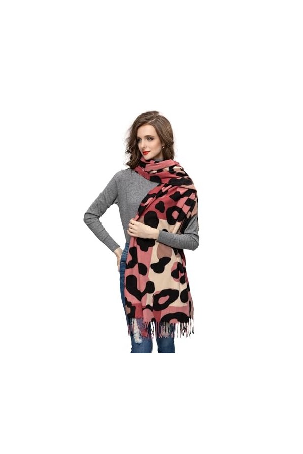 Glamexx24 Écharpe XXL pour femme - Motif Lion chaud - 3 couleurs à franges - Écharpe de couverture surdimensionnée, Orange, t