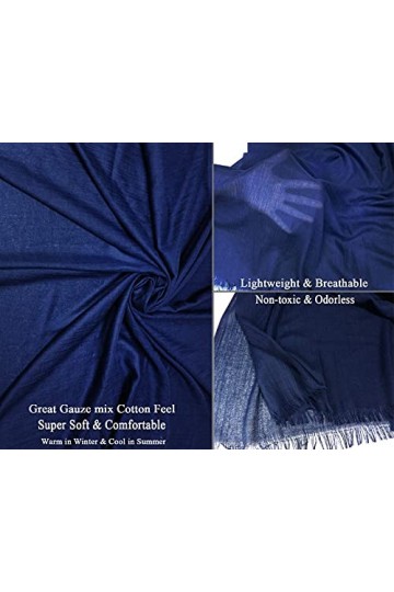 Foulard dété léger pour femme en gaze - 190 x 109 cm, Navy1., Large