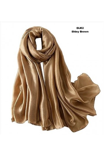 GFM® Écharpe de soirée en mousseline de soie pour mariage, demoiselles dhonneur, hijab -marron brillant- 88-SLK2-KEK 