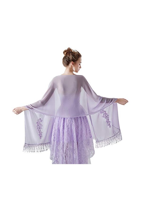 YAOMEI Femme Echarpe Châles Foulards, Broderie Etoles écharpe Fichus de tête Les mariages Mariée Bridemaids Tenue de soirée F