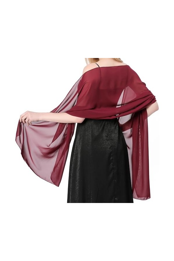 Stola Foulard en mousseline de soie pour femme Étole festive pour robe de soirée ou robe de mariée Écharpe de mariage, Bordea