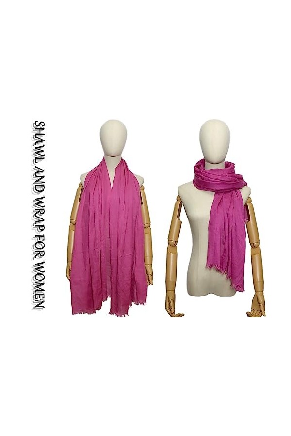 Écharpe légère en gaze longue pour femme, châle dété en lin uni 190 x 109 cm, fuchsia, taille unique