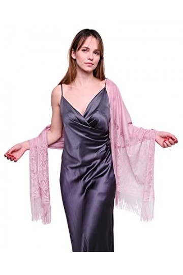 BasicSense Châle en dentelle florale pour mariage, soirée, fête, demoiselle dhonneur, bal de fin dannée, 67 - Gris, taille 