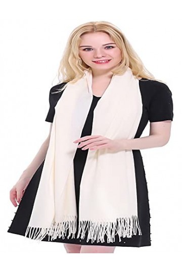 CJ Apparel Crème Épaisse Solide Couleur Unie Conception Népalaise Châle Secondes écharpe étole Wrap Nouvelle