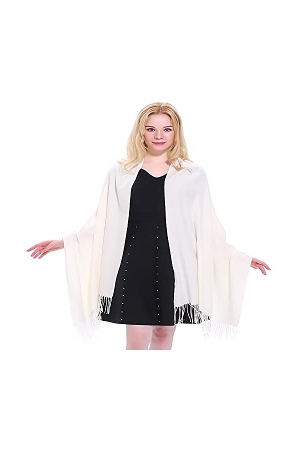 CJ Apparel Crème Épaisse Solide Couleur Unie Conception Népalaise Châle Secondes écharpe étole Wrap Nouvelle