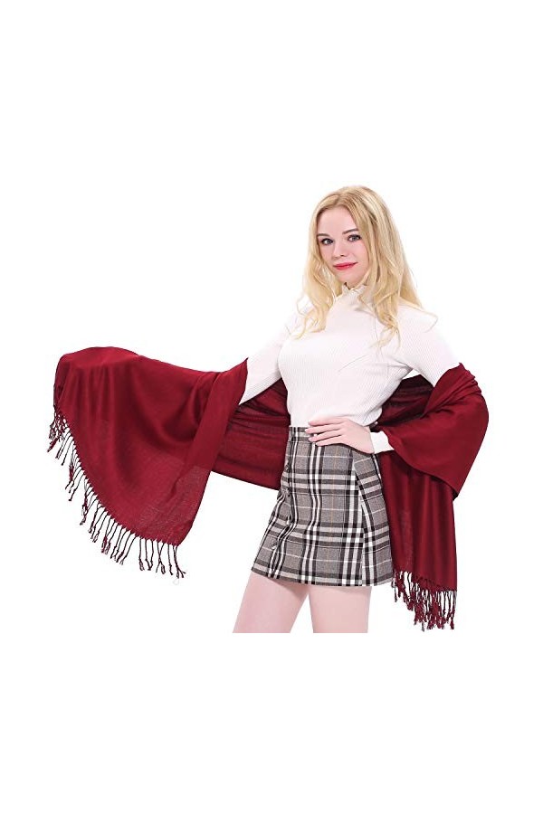 CJ Apparel Marron Solide Couleur Unie Conception Népalaise Châle écharpe étole Wrap Châles Pashminas Nouvelle