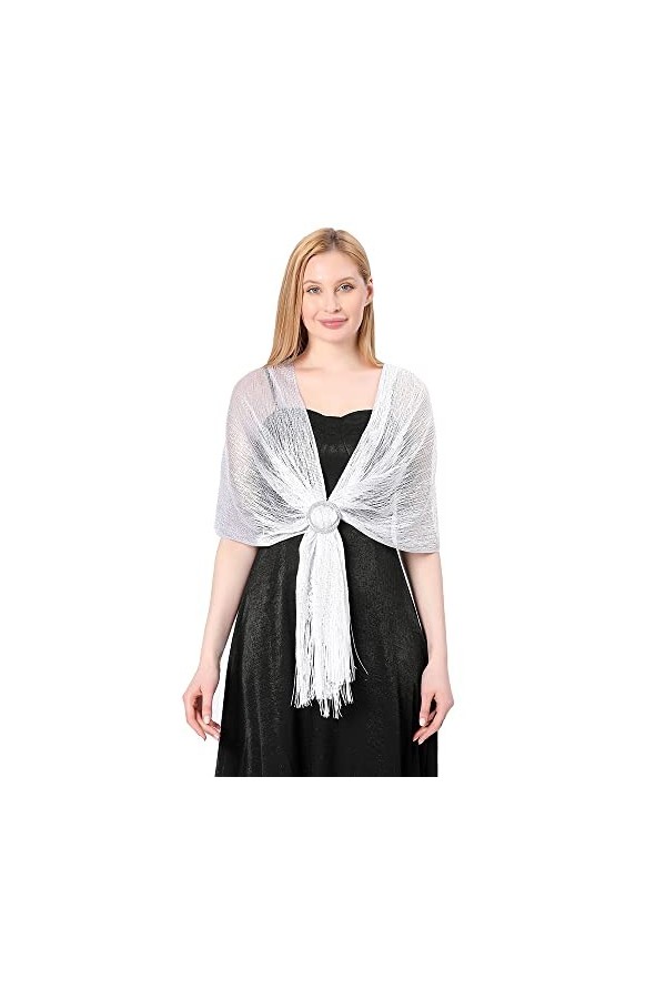 Wocharm Foulard de soirée pour mariage, demoiselle dhonneur, bal de fin dannée, pour femme, blanc, 200cm*50cm