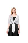 Wocharm Foulard de soirée pour mariage, demoiselle dhonneur, bal de fin dannée, pour femme, blanc, 200cm*50cm