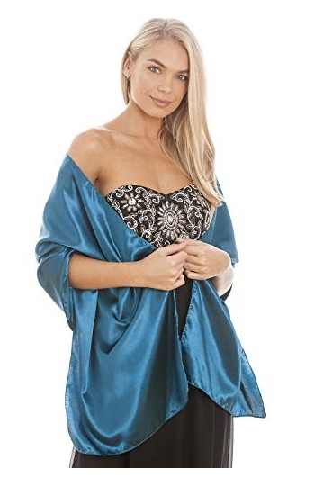 Étole en satin pour mariage, châle, pashmina, écharpe pour demoiselles dhonneur Gris S-M