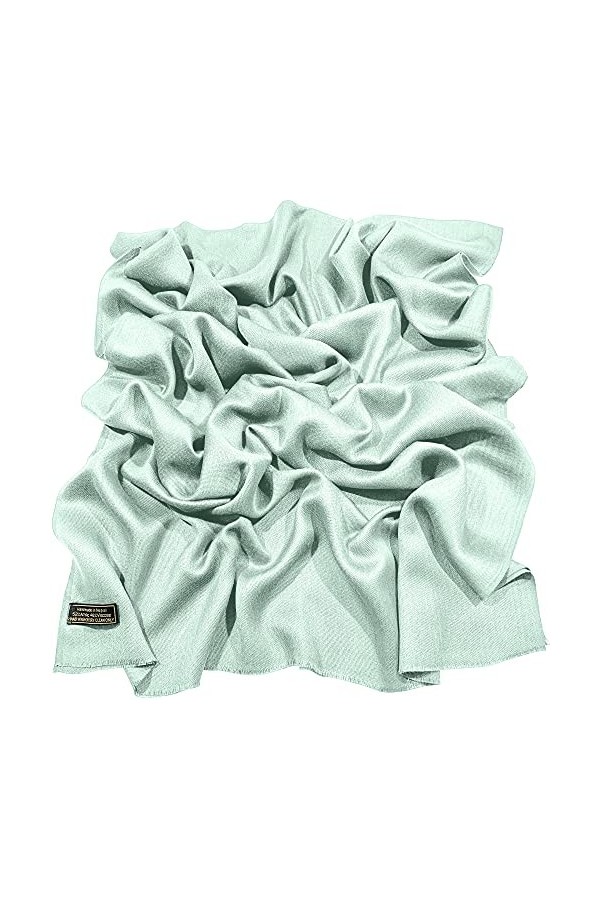 CJ Apparel Bleu Ciel Echarpe Secondes en Châle Solide Couleur Unie Conception Wrap Étole Pashmina