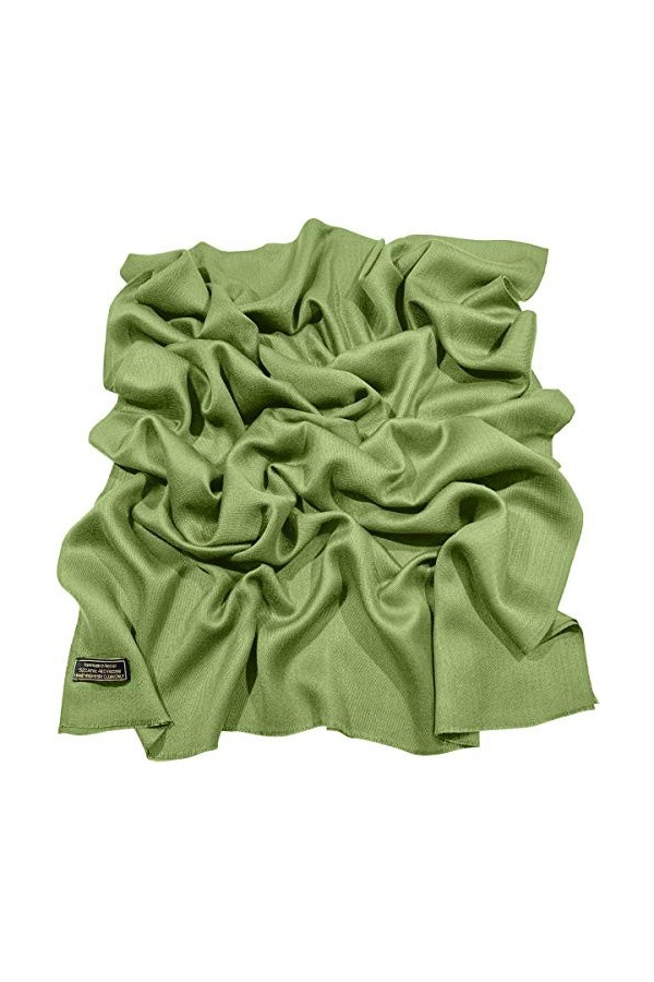 CJ Apparel Vert Echarpe de Pashmina en Châle Népalaise Solide Couleur Unie Conception Wrap Étole