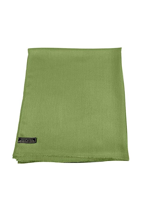 CJ Apparel Vert Echarpe de Pashmina en Châle Népalaise Solide Couleur Unie Conception Wrap Étole