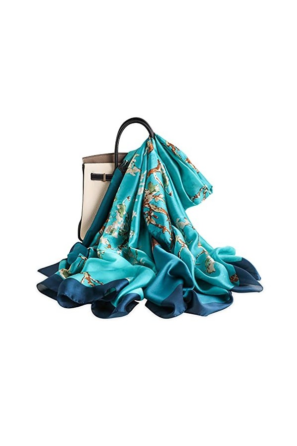 LumiSyne Femme Foulard En Soie à Imprimé De Mode Style Élégant Châle Allongé Doux Pour La Peau Écharpe Chaude Écharpe De Prot