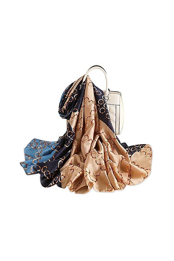 LumiSyne Femme Foulard En Soie à Imprimé De Mode Style Élégant Châle Allongé Doux Pour La Peau Écharpe Chaude Écharpe De Prot