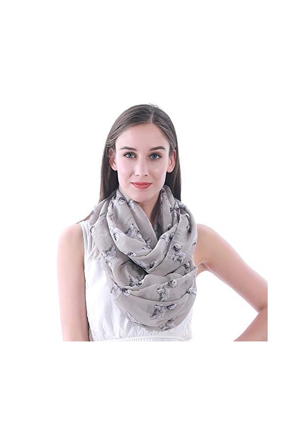 Lina & Lily écharpe tube snood à motif chien Westie West Highland White Terrier Kaki 