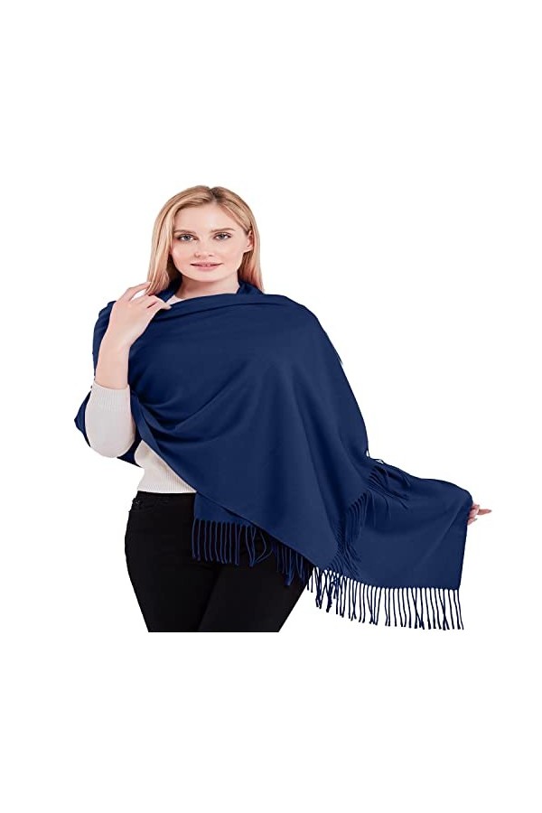 CJ Apparel Bleu Marine Épaisse Solide Couleur Unie Conception Népalaise Châle écharpe étole Wrap Châles Pashminas Nouvelle