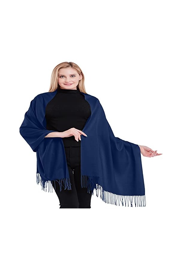 CJ Apparel Bleu Marine Épaisse Solide Couleur Unie Conception Népalaise Châle écharpe étole Wrap Châles Pashminas Nouvelle