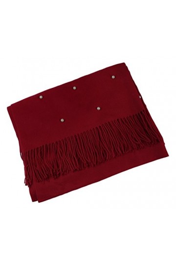 emartbuy Châle, Écharpe, Étole, Foulard De Luxe Décoré Avec Des Perles, Super Doux, Chaud, Confortable - Rouge