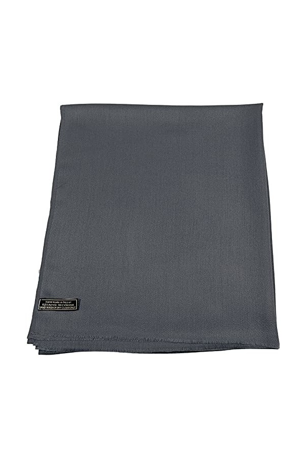CJ Apparel Noir de Charbon Echarpe Secondes en Châle Solide Couleur Unie Conception Wrap Étole Pashmina