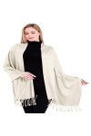 CJ Apparel Blanc Cassé Solide Couleur Unie Conception Népalaise Châle écharpe étole Wrap Secondes