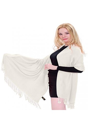 CJ Apparel Blanc Cassé Solide Couleur Unie Conception Népalaise Châle écharpe étole Wrap Secondes