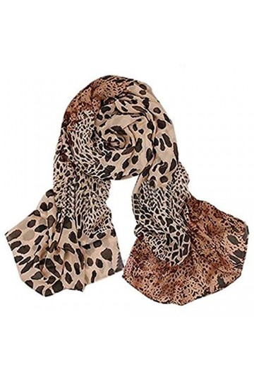 Grande écharpe rectangulaire légère et douce au toucher pour femme Imprimé léopard - Marron - Large