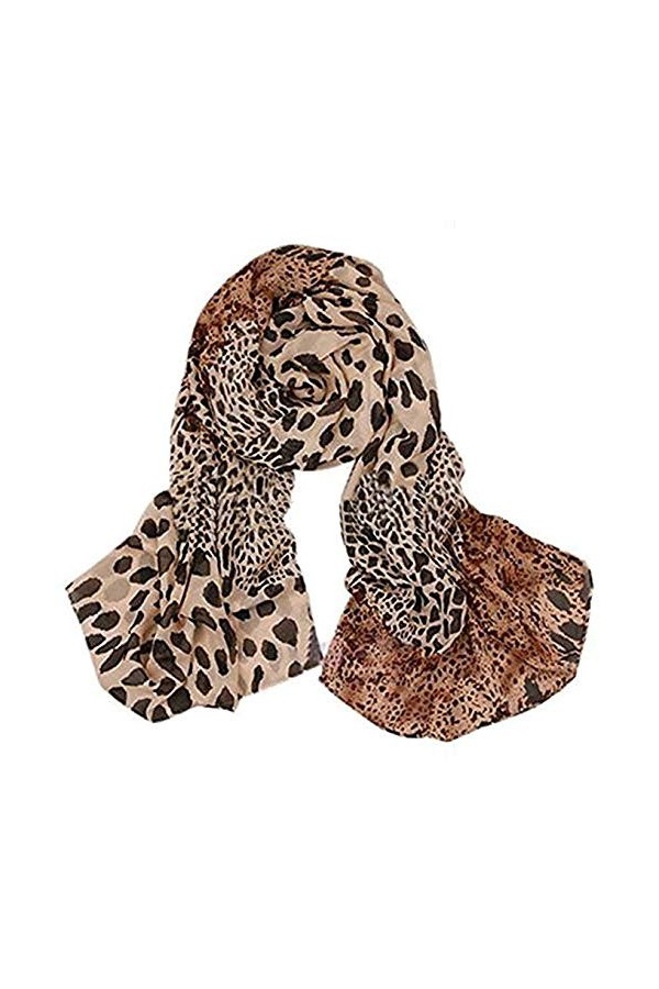 Grande écharpe rectangulaire légère et douce au toucher pour femme Imprimé léopard - Marron - Large