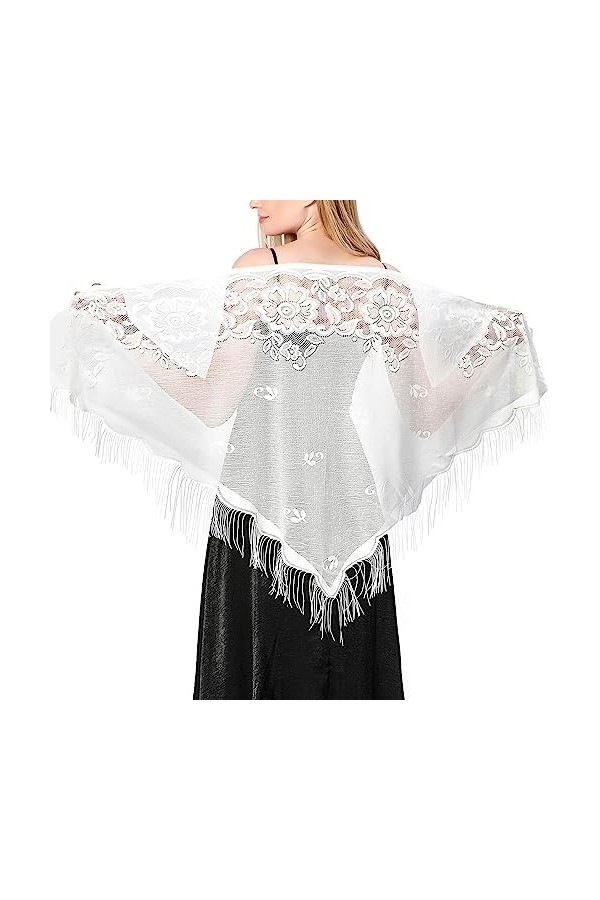 Ladiery Châle Pashmina, Blanc, 180×70 cm / 71" x 28" Femme