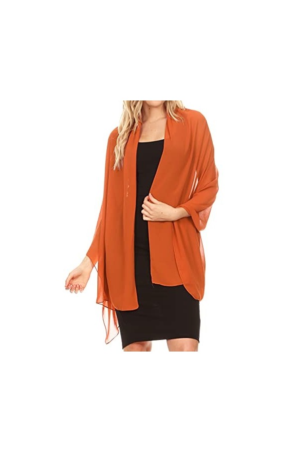 Sakkas 18225 - Jona Femmes Doux Transparent En Mousseline De Soie De Mariée Soirée De Mariage Écharpe Châle Wrap Stole - Roui