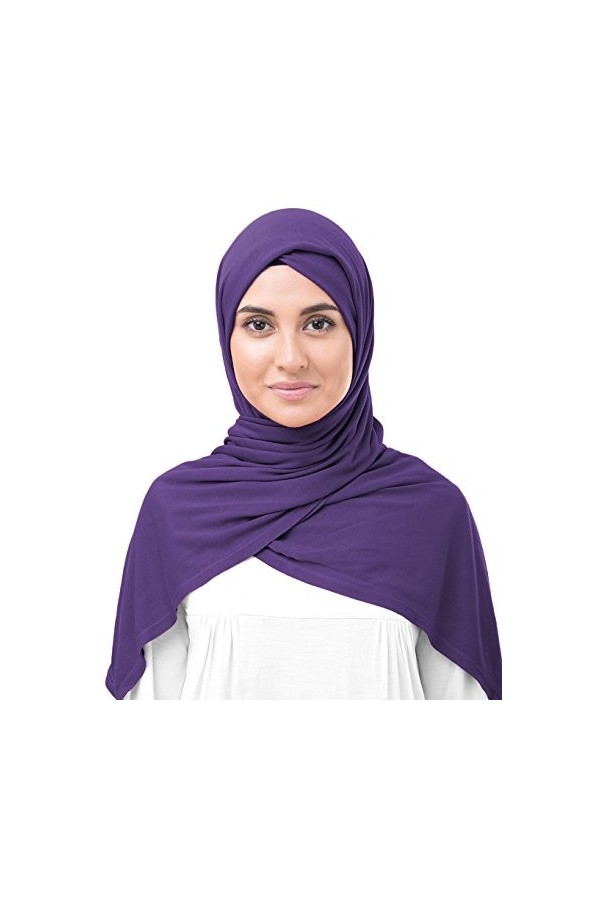 InEssence© Écharpe en jersey viscose marron citrouille épicée pour femme et fille Grande taille Hijab