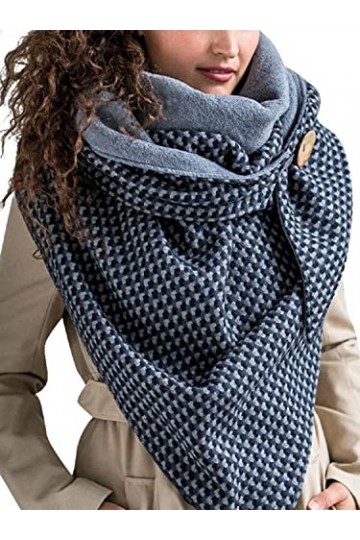 UMIPUBO Femmes Écharpe Triangle Hiver Châle Avec Bouton Chaud Enveloppe Douce Écharpes Foulard Imprimé Rétro Écharpe épaisse 