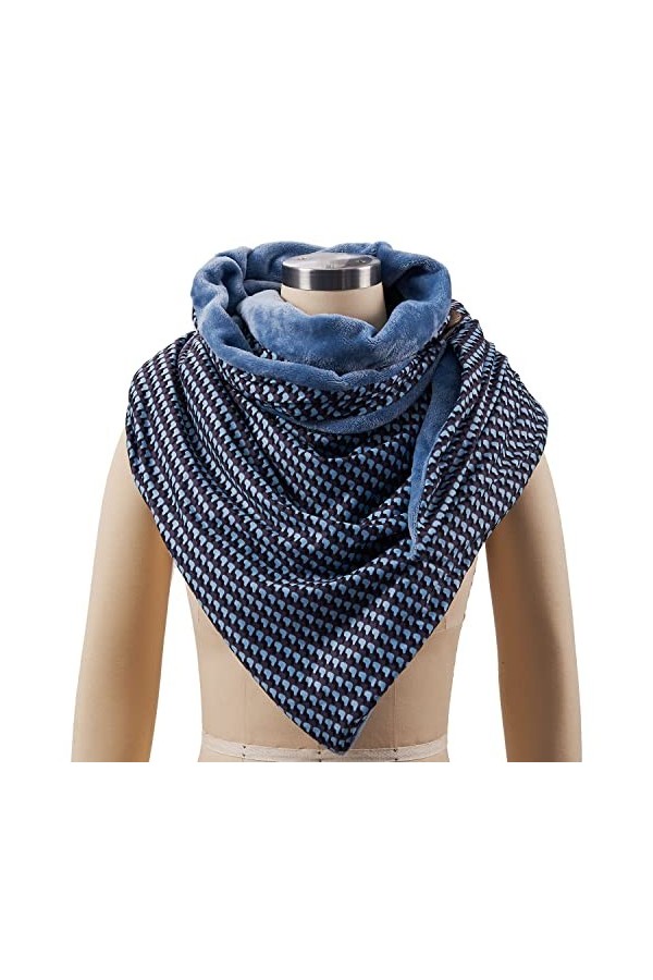 UMIPUBO Femmes Écharpe Triangle Hiver Châle Avec Bouton Chaud Enveloppe Douce Écharpes Foulard Imprimé Rétro Écharpe épaisse 