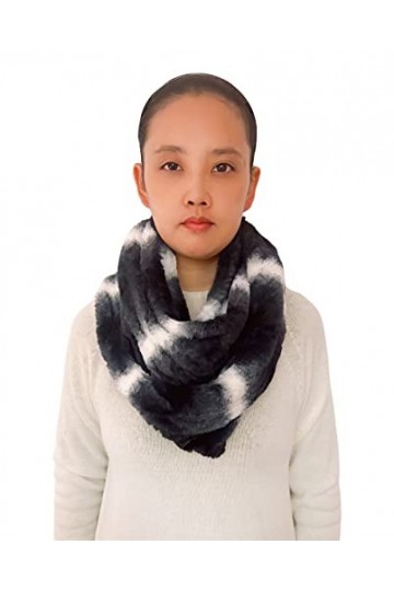 Lina & Lily Écharpe tube Infinity unisexe en fausse fourrure ultra douce, noir/blanc, taille unique