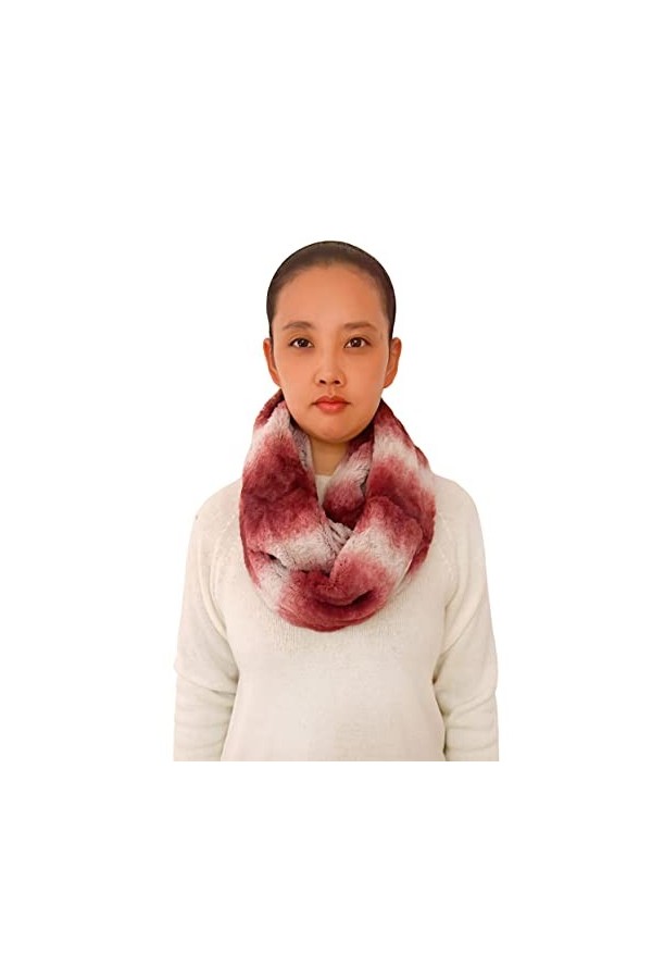 Lina & Lily Écharpe tube Infinity unisexe en fausse fourrure ultra douce, noir/blanc, taille unique