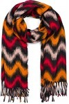 styleBREAKER Écharpe pour dames avec motif zigzag et franges colorées, étole dhiver chaude multicolore 01017133, couleur:Rou