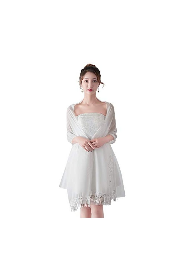 YAOMEI Femme Echarpe Châles Foulards, Broderie Etoles écharpe Fichus de tête Les mariages Mariée Bridemaids Tenue de soirée F