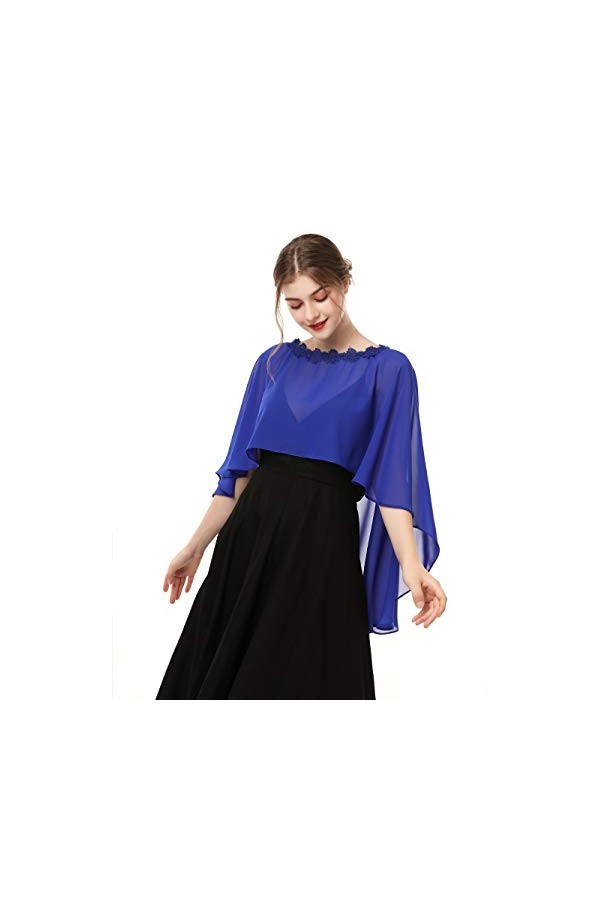 Hotshawl Capelettes en mousseline de soie pour femme, Rouge, Taille unique