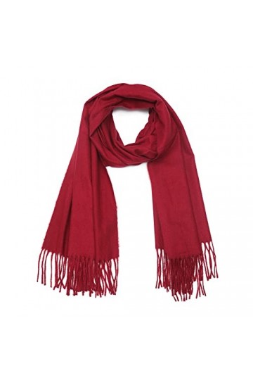 ZLYC Foulard dhiver chaud en cachemire pour femme, Bordeaux uni, Large