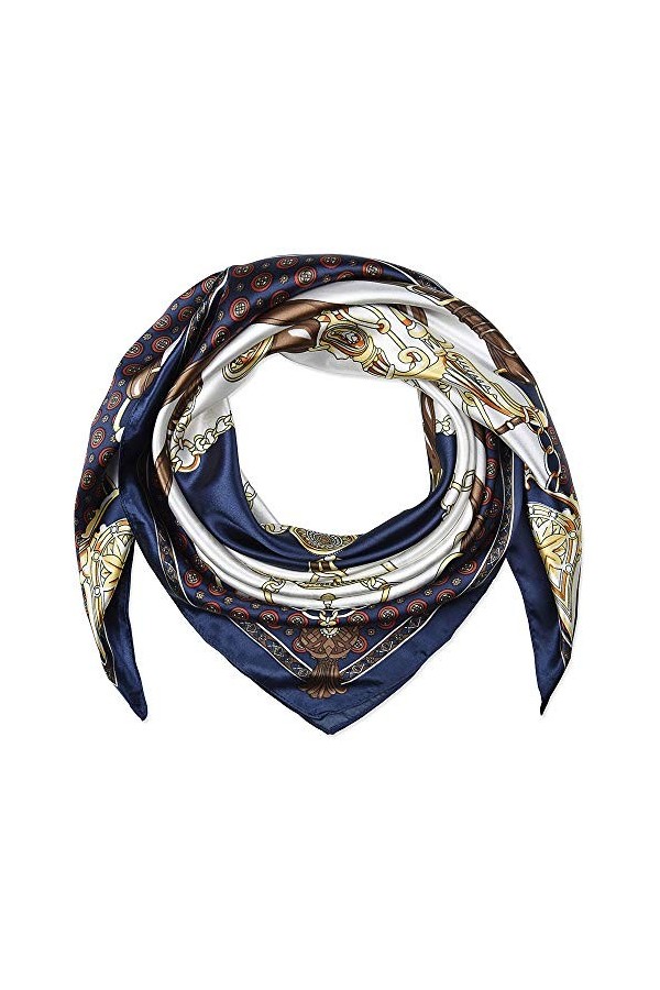 corciova Foulard carré en satin pour femme 35 x 35 cm, 471 Ceintures Bleu Marine