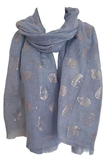 GlamLondon Écharpe pour femme Motif hérissons - Bleu - Large