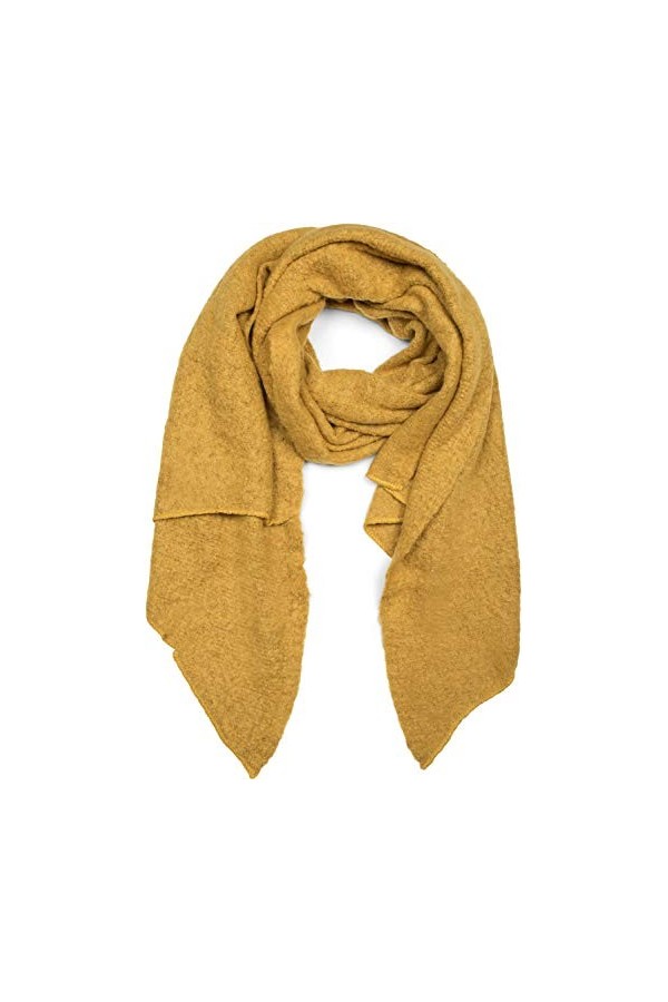 styleBREAKER écharpe pour femmes en tissu uni souple et asymétrique, hiver, étole, foulard 01017118, couleur:Moutarde