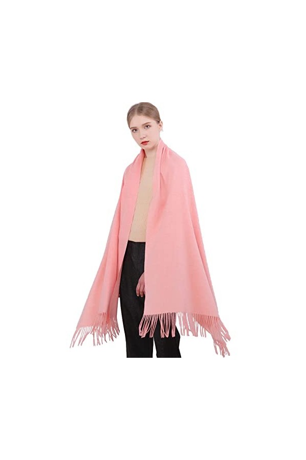 RIIQIICHY Femmes Écharpe Pashmina Châles Etole Cachemire Laine Hiver Longues Grande Chauds Écharpes corail