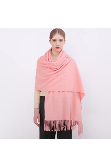 RIIQIICHY Femmes Écharpe Pashmina Châles Etole Cachemire Laine Hiver Longues Grande Chauds Écharpes corail