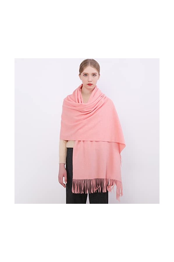 RIIQIICHY Femmes Écharpe Pashmina Châles Etole Cachemire Laine Hiver Longues Grande Chauds Écharpes corail