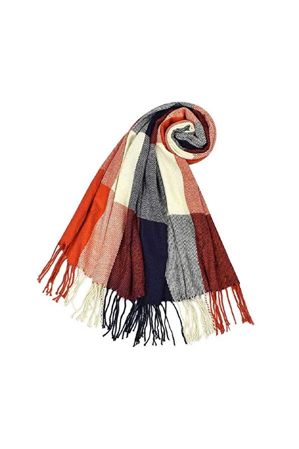 Tuopuda Hiver Echarpe Femme Plaid Longue écharpe Chaude Grande Châles Doux Foulards Glands Elégant Wrap Châles Etoles Écharpe