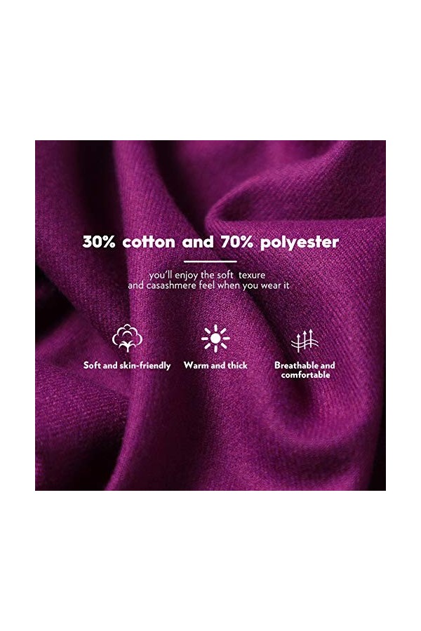 Foulard Echarpe Automne Femme Homme 200 * 70CM Hiver Double Couleurs Touché Soyeux Elégant Châle Doux pour Mariage Party Soir